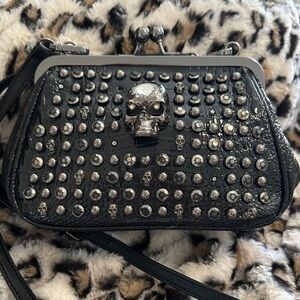 Black Studded Skull Women Bag